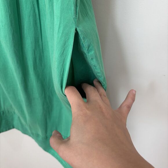 Calypso Christiane Celle 100% Silk Shift Dress M Kelly Green Airy Beach Resort - Picture 6 of 9